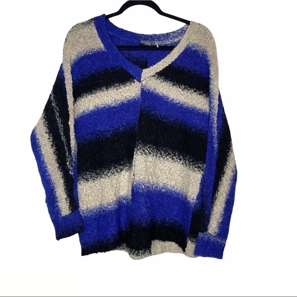 Urban Outfitters Oversized v neck Stripe Pullover Sweater wool blend size small - Picture 1 of 5